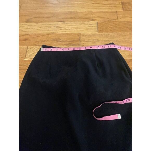 Clio Petites women's vintage black suede side zip back slit short skirt size 6 - Picture 7 of 8